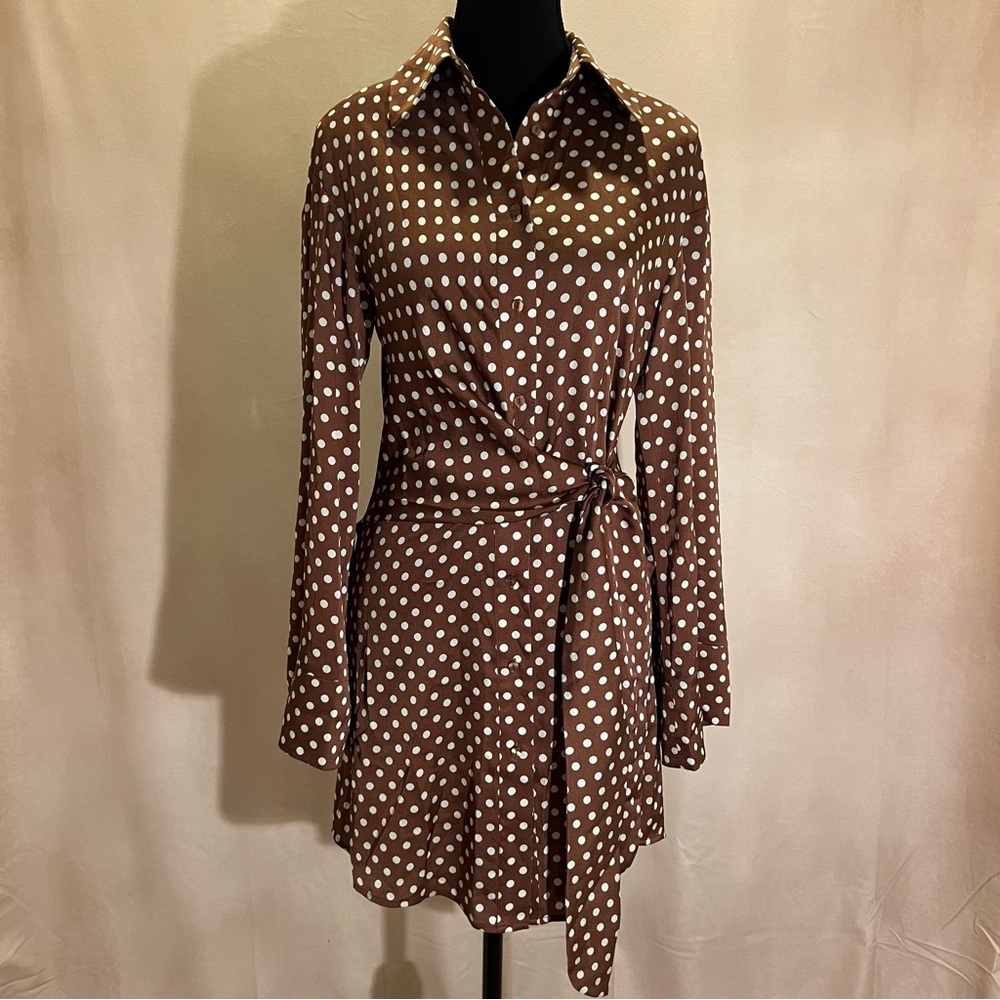 Button down dress with tie waist